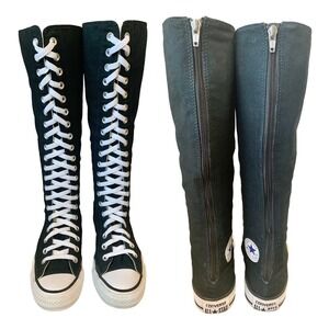 Converse CTAS XXHi Zipper Knee High Lace Up Black White Sneaker Boot Womens 6